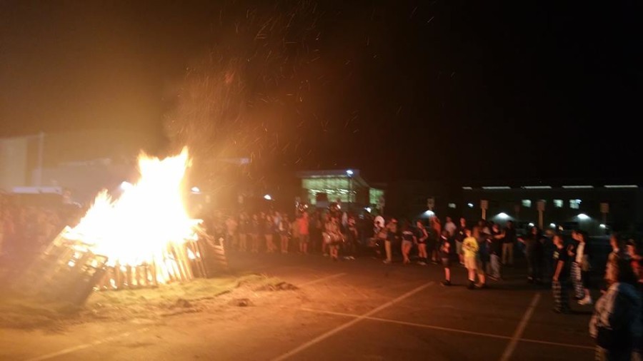 A stack of wood was set aflame at Englewood high school 