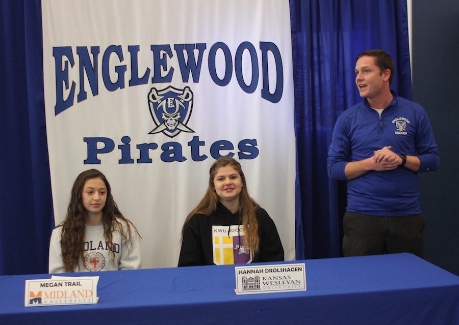Soccer Coach Chris Kavinsky is proud of Megan Trail and Hannah Drolshagen for taking their skills to college