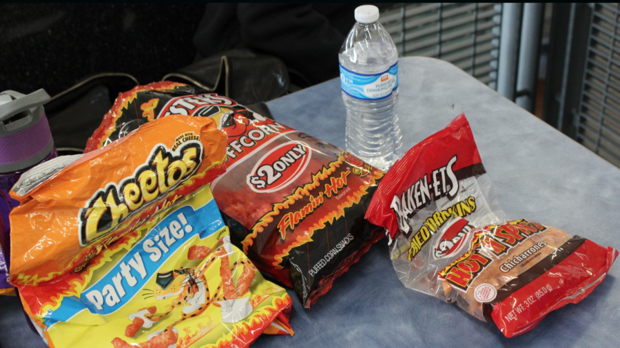 Students gather loads of snacks to get them through the day. 