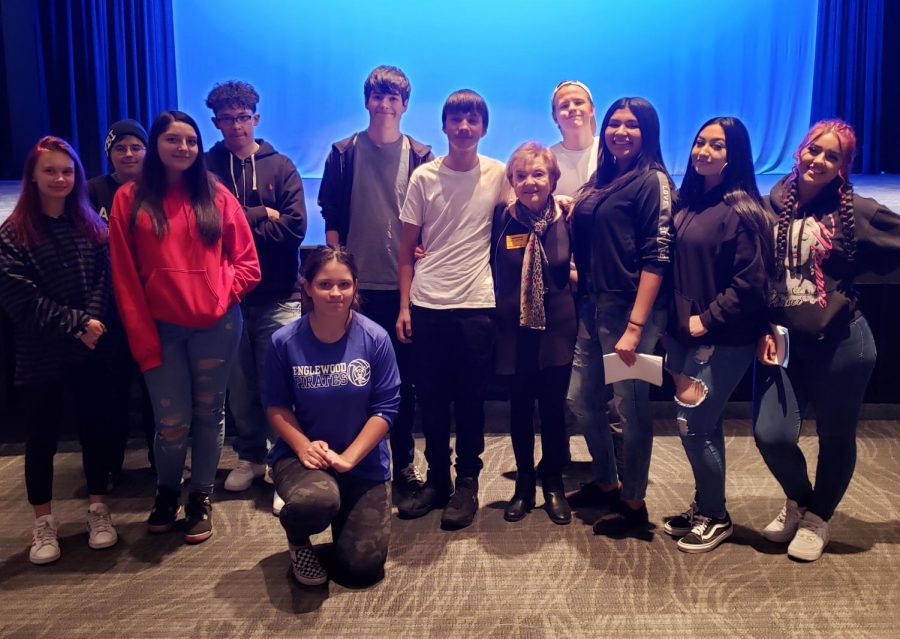 Holocaust survivor Estelle Nadel speaks to students about her experiences with German soldiers during WW2.