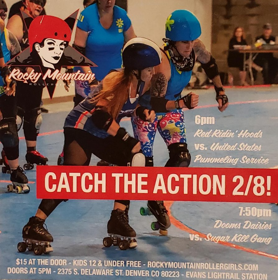 Flyer for the Catch The Action roller derby girls event. 