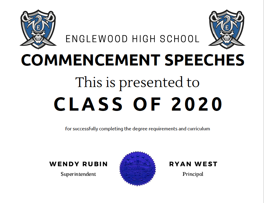 2020 Englewood High School Commencement Speeches (May 22, 2020)