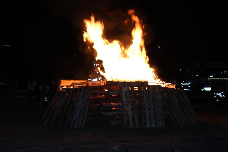 Denver+Fire+department+crews+light+the+annual+bonfire