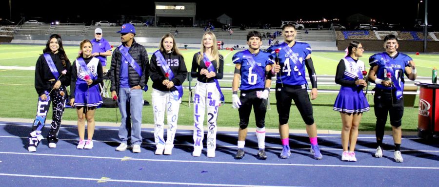 Your 2022 Homecoming royalty lines up at the homecoming football game against Alameda. 