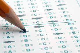 Those who take the SAT test fill in bubbles on a scantron or take the test online. 