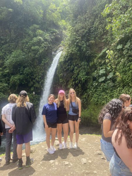 Erin Altenhofen (right) with Kaylee McCaskey and Alex Sanchez on a three hour tour to Sarapiqui. 