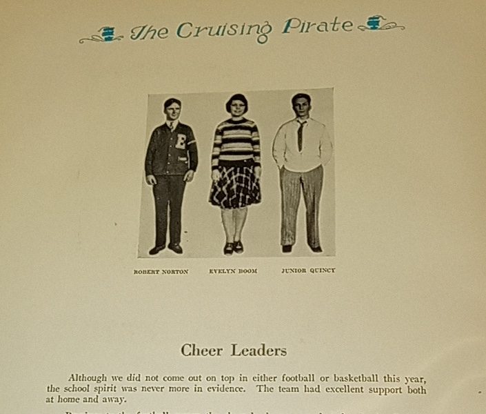 Page 66 from the 1929 EHS yearbook talking about the start of Cheer Leaders in high school. 