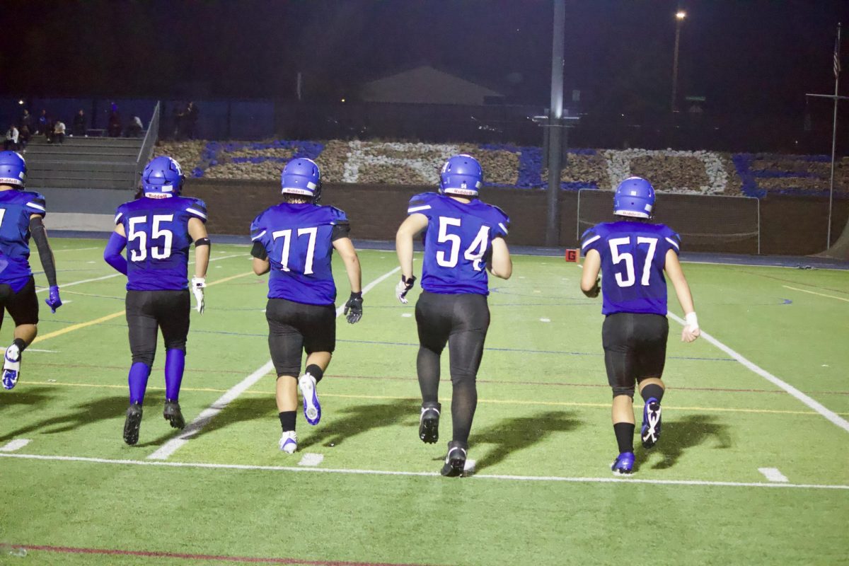 Heading out for the final plays of the game against Hinkley High School. 