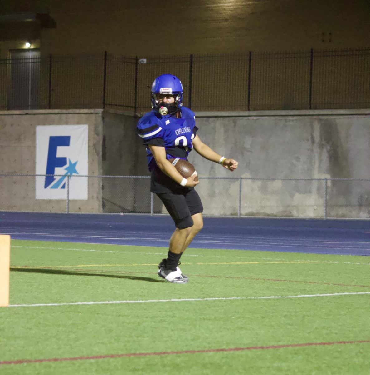 The right side of the line. Another touchdown in the blowout vs Hinkley High School. 