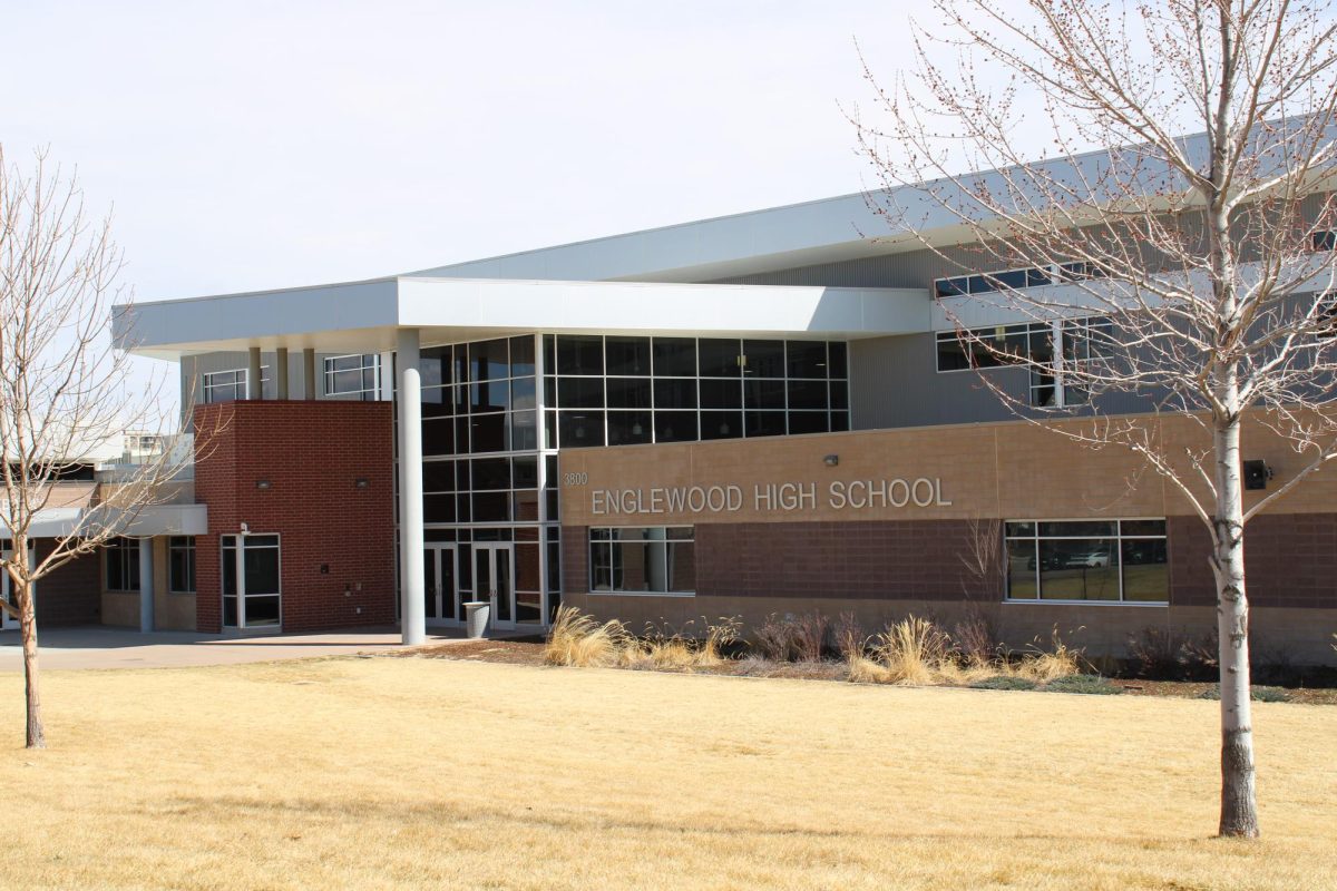 Englewood High School slowly showing signs of spring. The grass is still brown but recent moisture will soon turn it green. 
